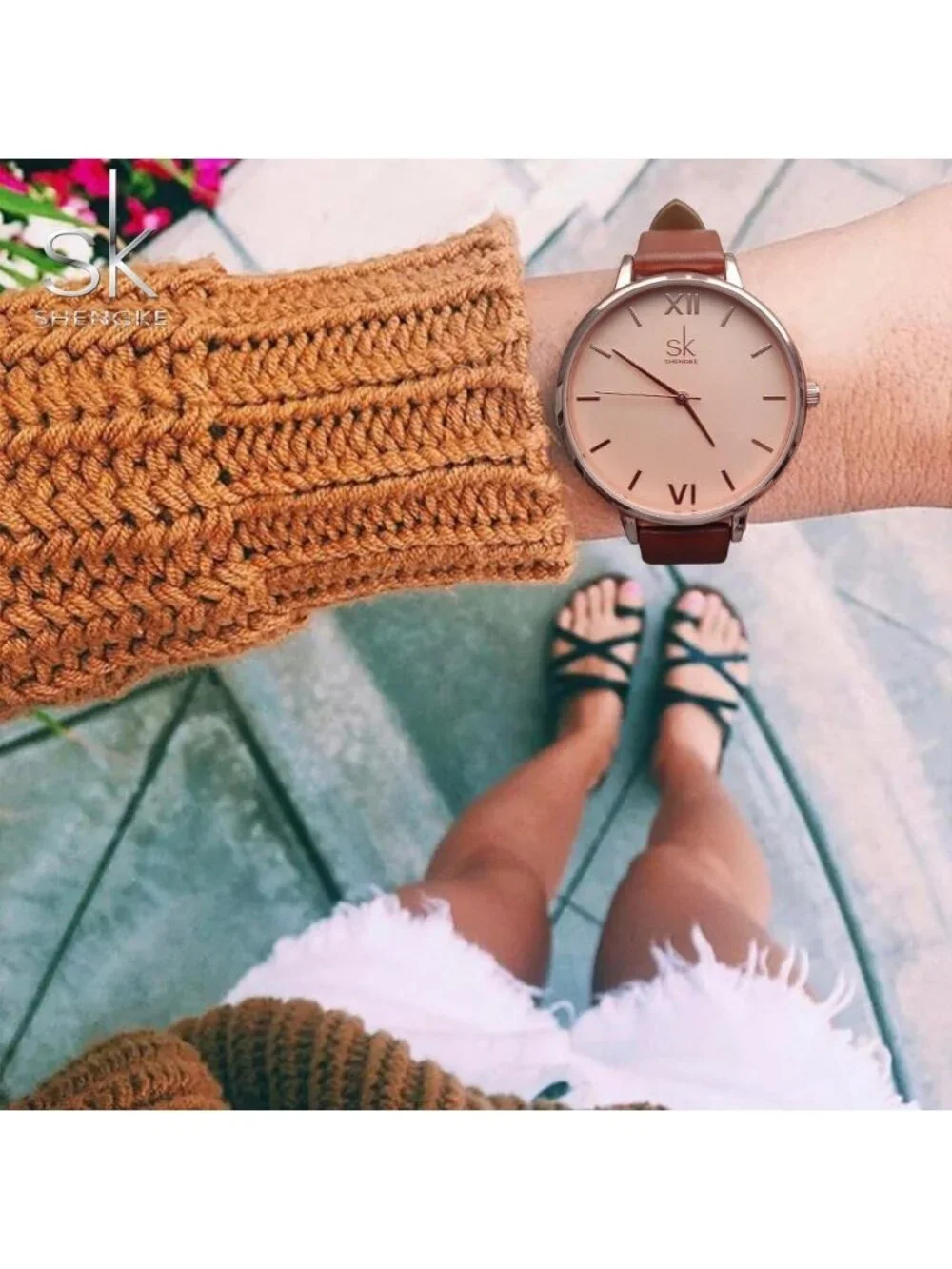 Women's Brown Creative Simplicity Genuine Leather Ladies Elegant Wrist Watches